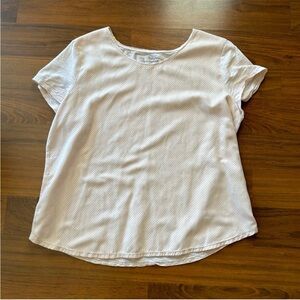 Chicos Size 2 Womens Cotton Modal Blend Tee Faux Suede Detail Casual Office